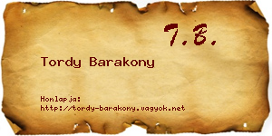 Tordy Barakony névjegykártya
